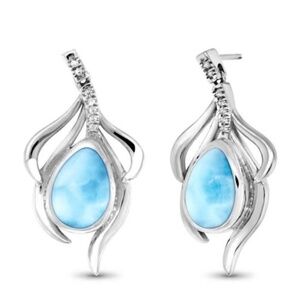 Marahlago Willow Sterling Silver Larimar White Sapphire earrings, preloved